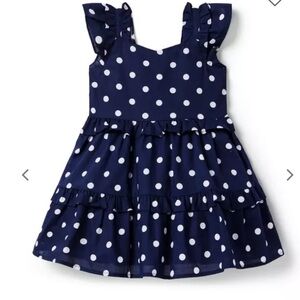 Janie and Jack Navy Polka Dot Dress 4t